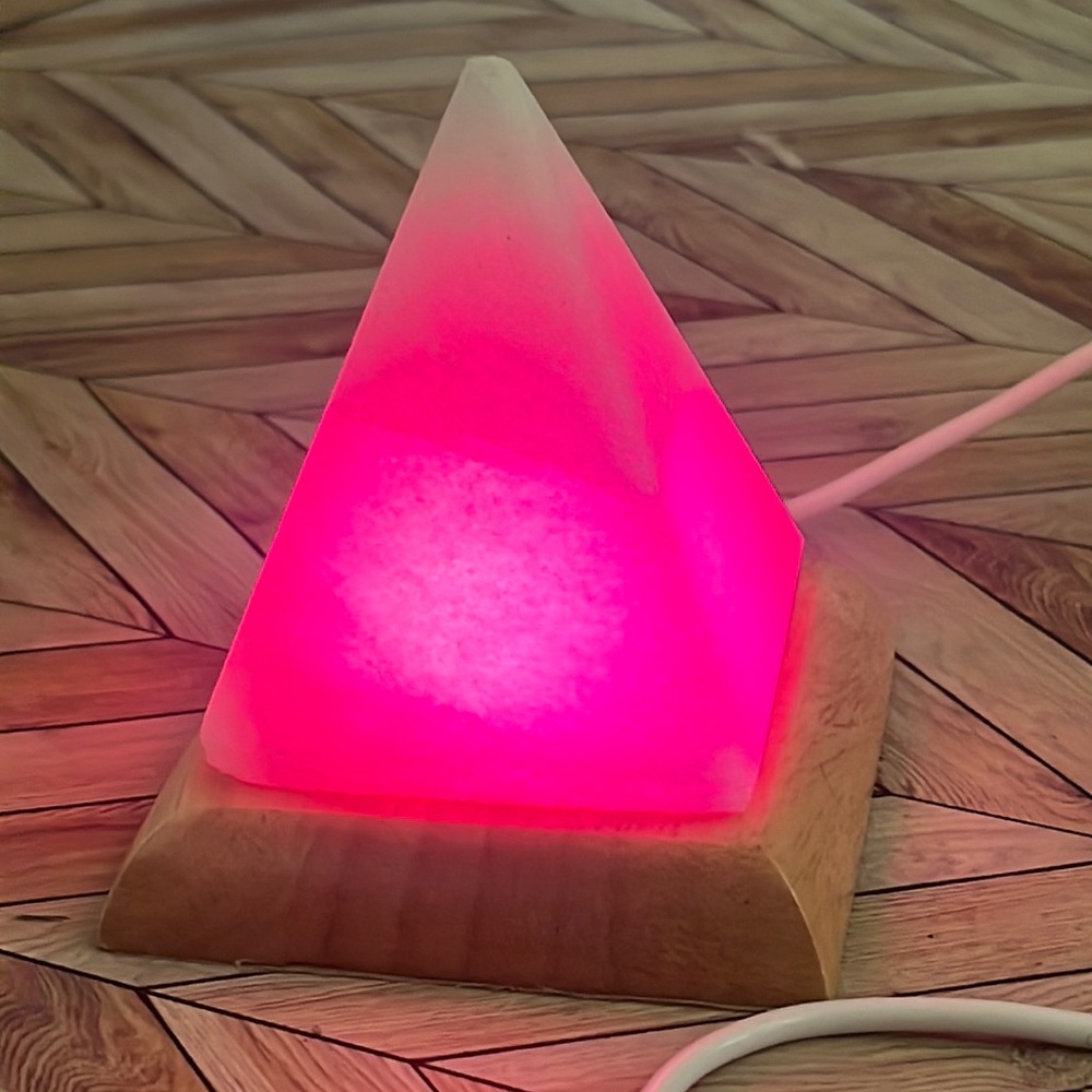 Earthbound trading salt pyramid LED changing light.